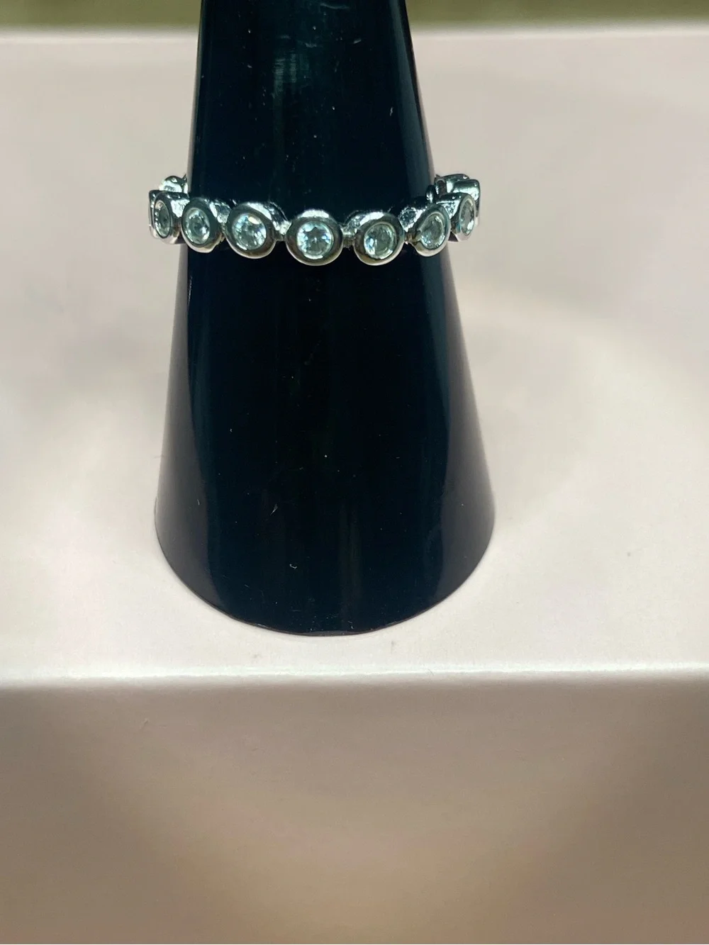 Sterling Silver Crystal Bezel-Set Eternity Band - size 7.5